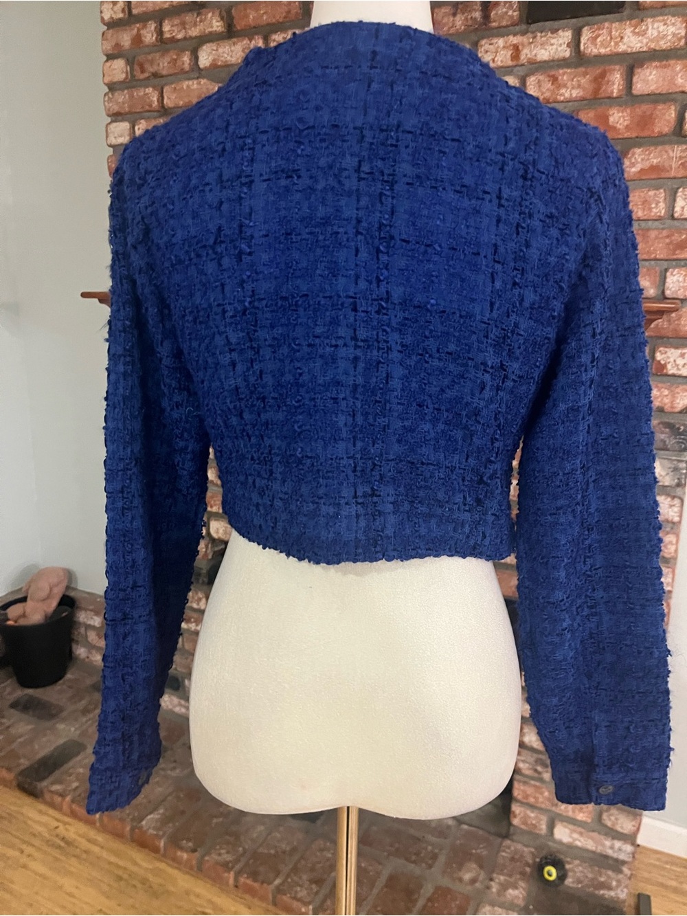Anthropologie Maeve PTP 19 Royal Blue Bouclé Cropped Blazer - Picture 3 of 3